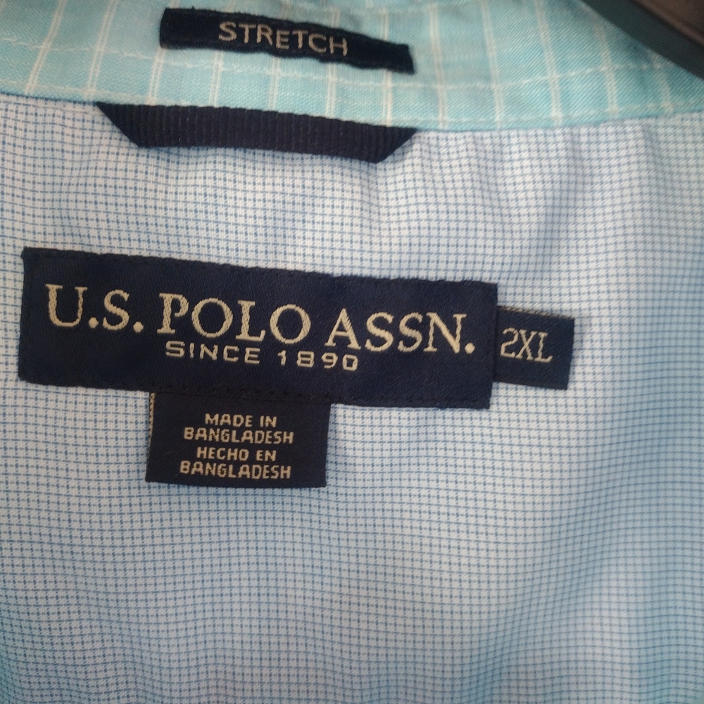 U.S. Polo Assn. Aqua Checkered Shirt 2XL